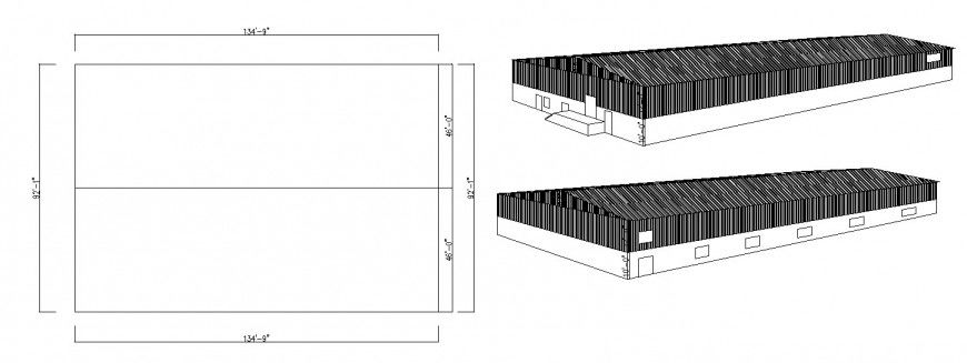 Prefabricated constructive court details of industrial warehouse building dwg file