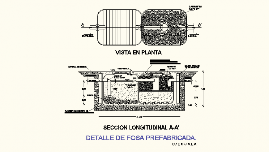 Prefabricated pit detail elevation and plan layout file