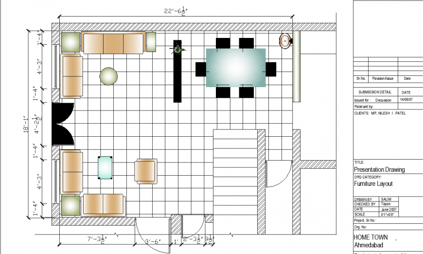 Presentation drawing of house in dwg file.