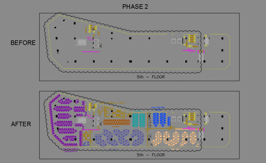 Presentation layout of 5th floor office building design drawing