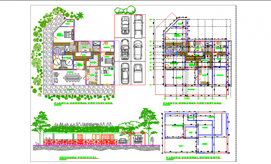 Presentation layout of house hostel design drawing