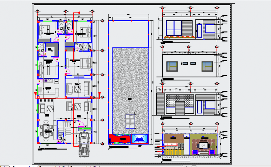 Presentation Layout of unifamiliary residence one floor design drawing