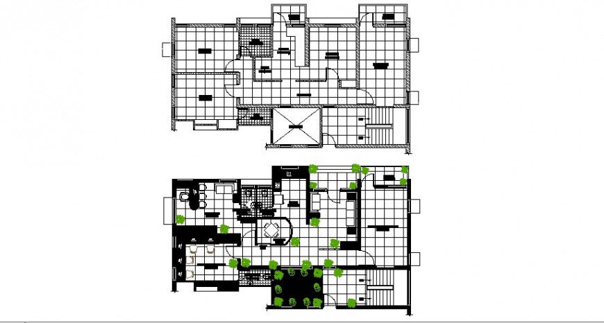 Presentation layout plan details of one family house with furniture dwg file