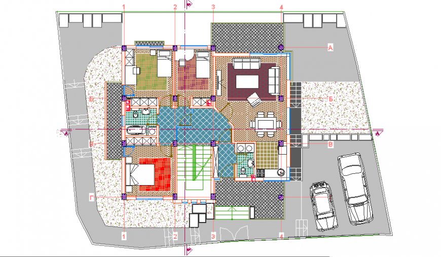 Presentation layout plan of Single house design drawing
