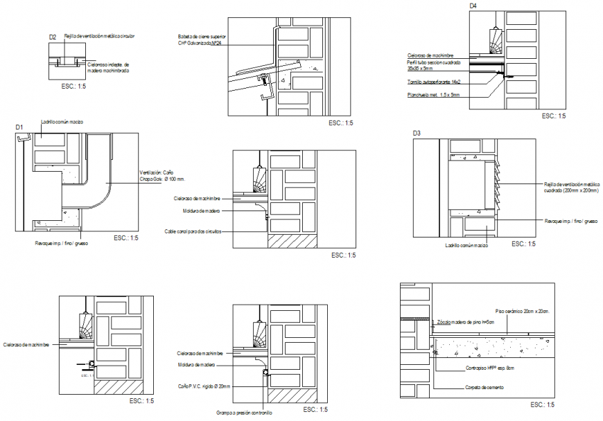 Pressure clamp with lock section plan detail autocad file