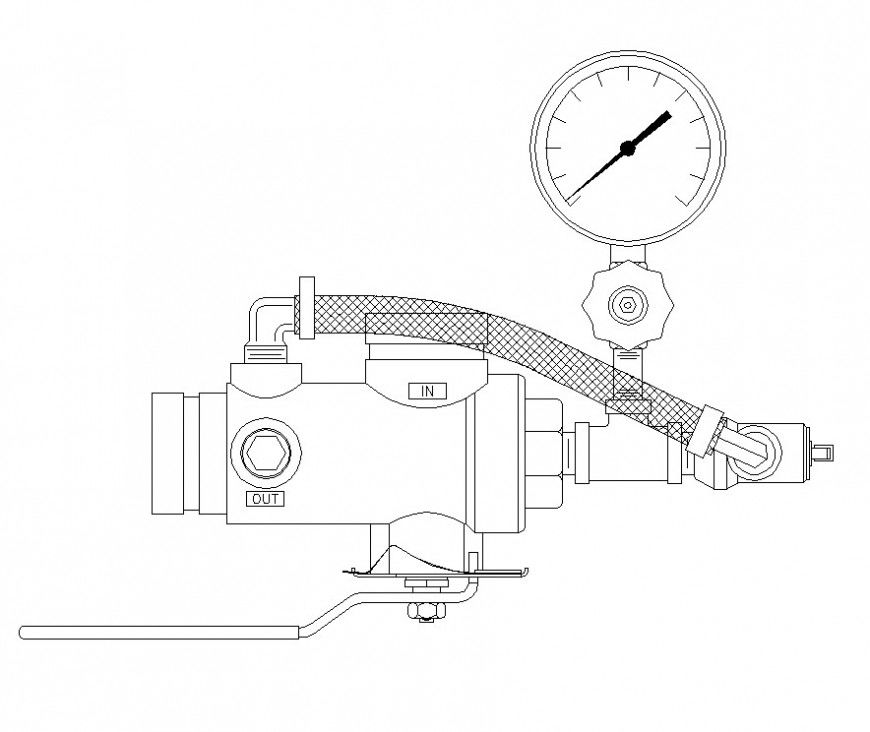 Pressure measuring machinery CAD blocks detail, layout file in autocad format