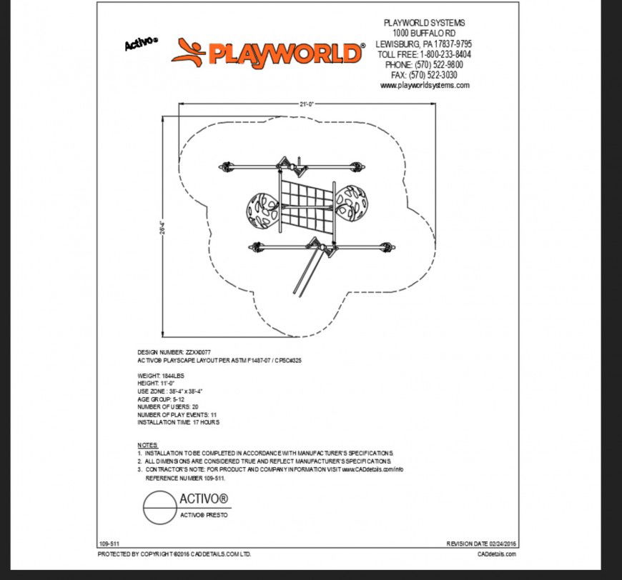 Presto creative play equipment details for garden dwg file
