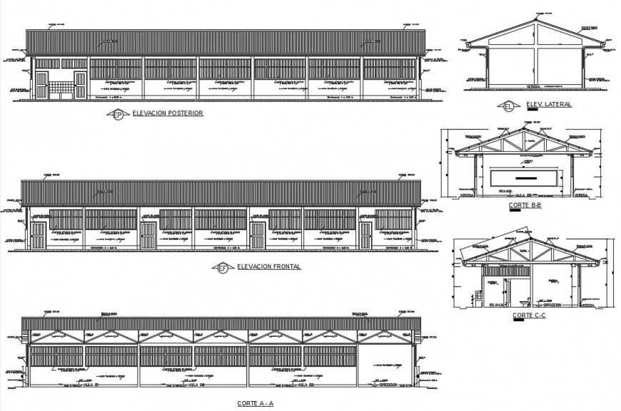 Primary school building elevation and section cad drawing details dwg file