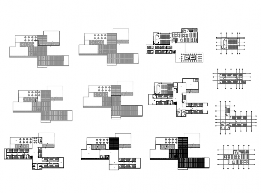 Primary school ground, first, second etc floor plan layout details dwg file