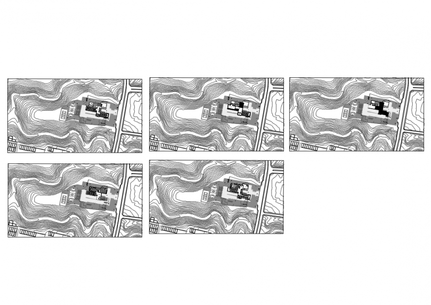 Primary school site plan and landscaping structure details dwg file