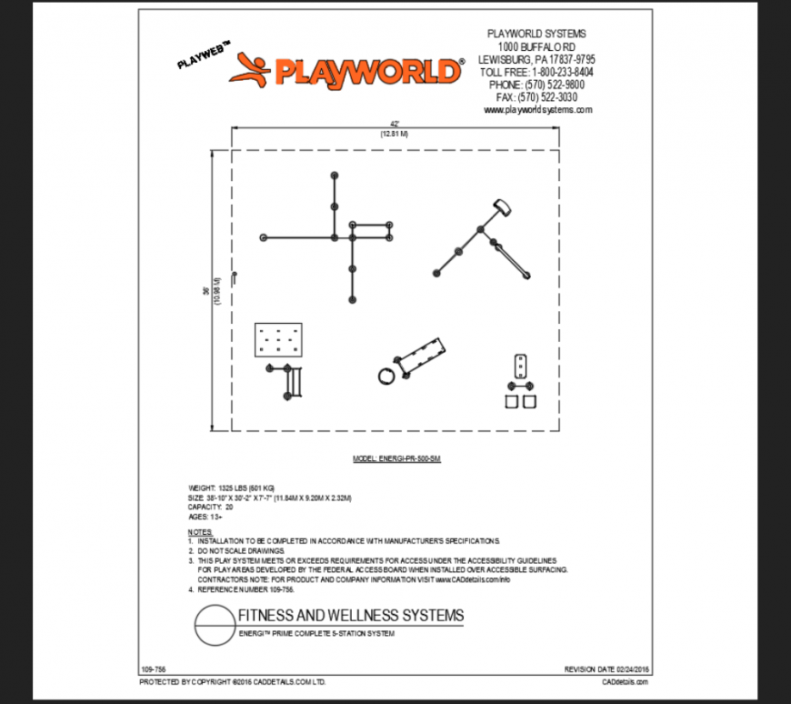 Prime complete five station system sports equipment details of sports park dwg file