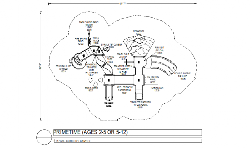 Primetime playing area plan design dwg file