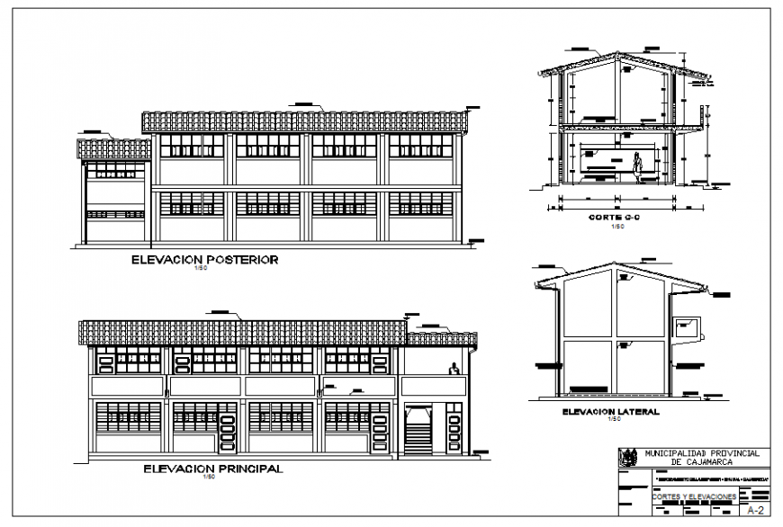 Principal municipal building detail elevation dwg file