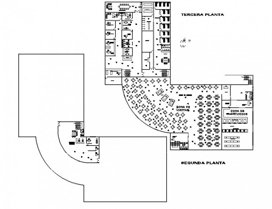 Prison part blow up drawing of dining area in dwg file.