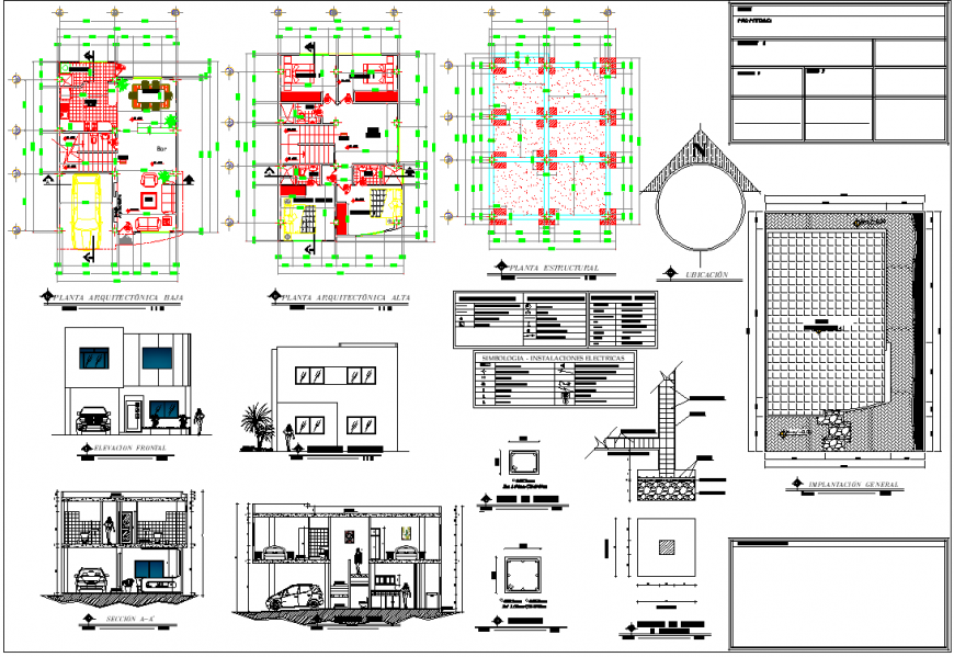 Private bungalow detail drawing in dwg AutoCAD file.