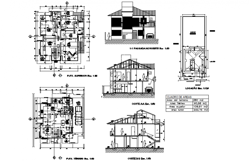 Private bungalow working layout drawing in dwg file.