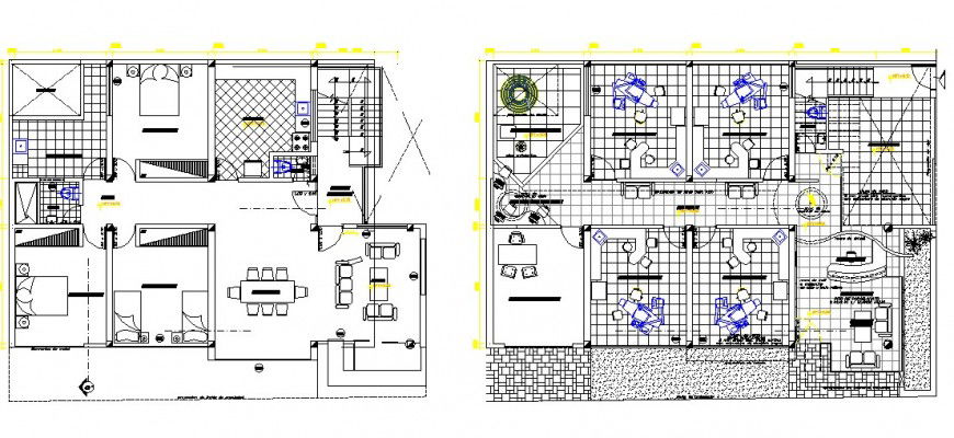 Private clinic with house first and second floor plan cad drawing details dwg file