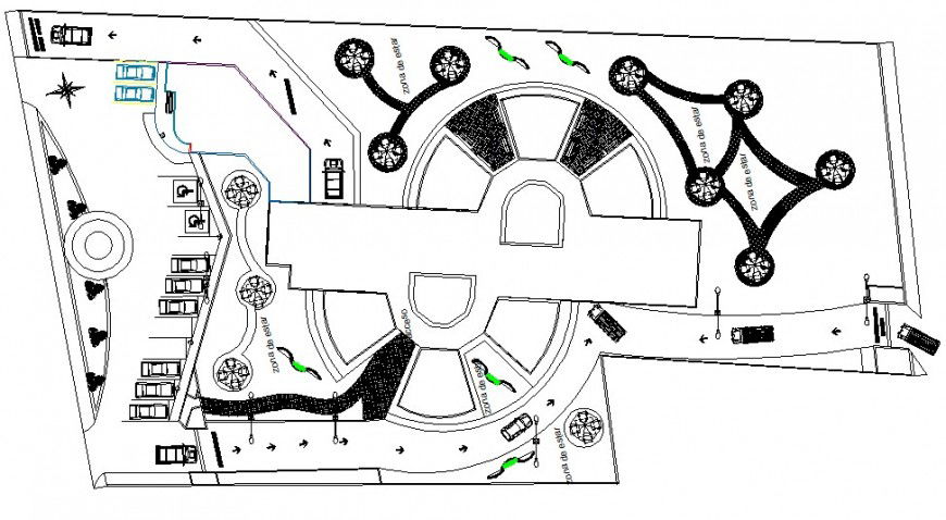 Private garden distribution plan and site plan cad drawing details dwg file