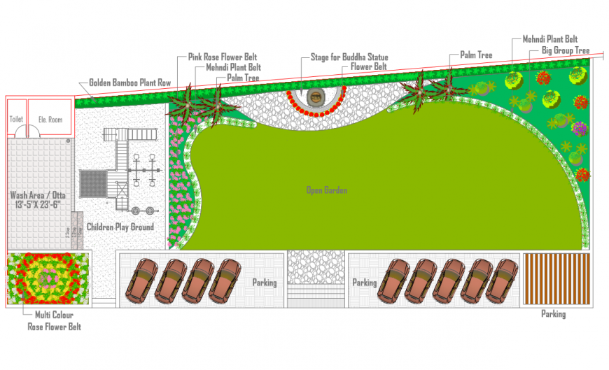 Private garden landscaping structure and layout plan cad drawing details dwg file