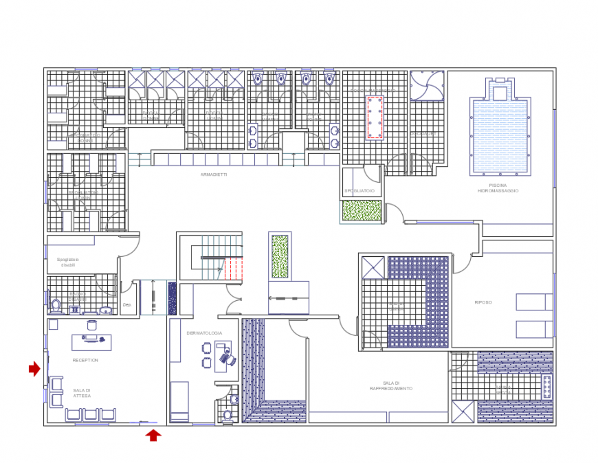 Private health clinic architecture layout plan details dwg file