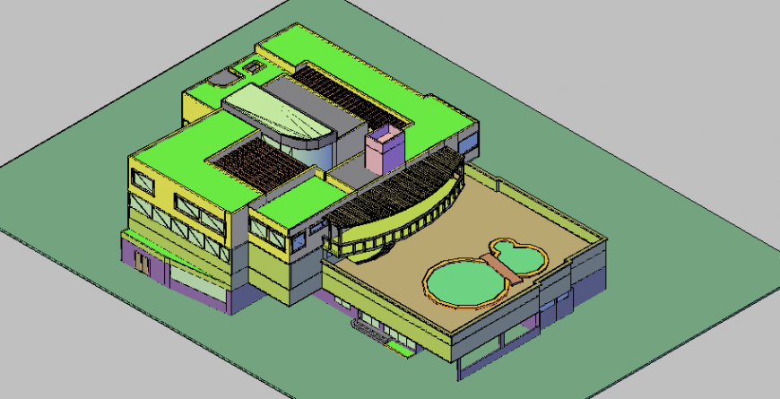 Private Villa house detail 3d model in dwg AutoCAD file.