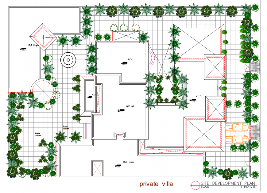 Private villa terrace plan in dwg file.
