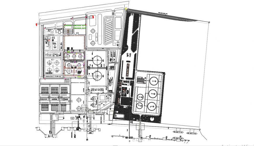 Processing plant distribution plan 2d drawing details dwg file