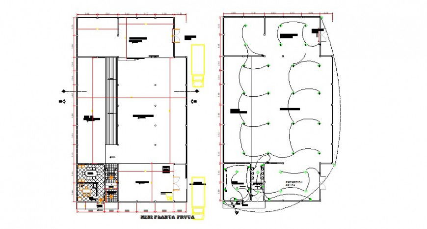 Processing plant layout plan and electrical installation drawing details dwg file