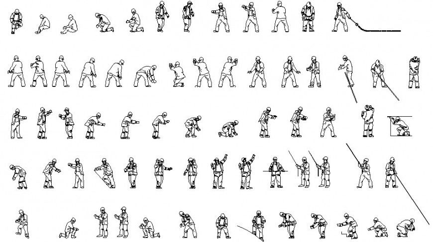 Professional building construction people blocks cad drawing details dwg file