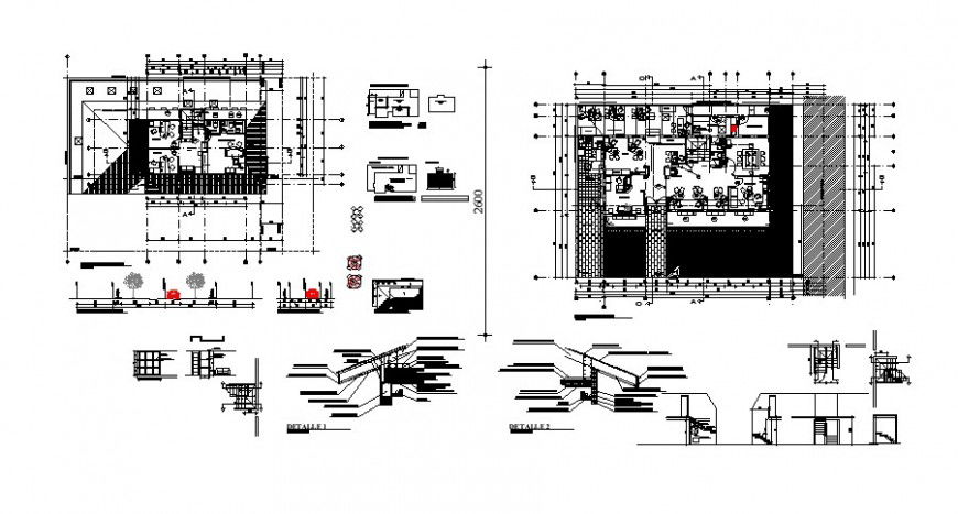 Professional office floor plan distribution cad drawing details dwg file