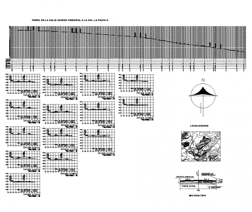 Profile of a main street access detail  elevations autocad file