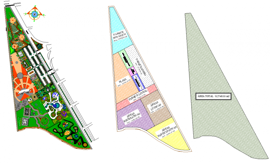 Project detail of park, 92740 sq.mt area in dwg file.