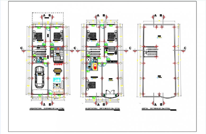 Project of unifamiliary housing planning design drawing