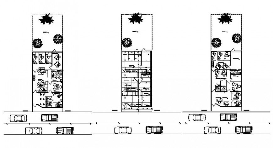 Property agency office building floor plan distribution plan cad drawing details dwg file