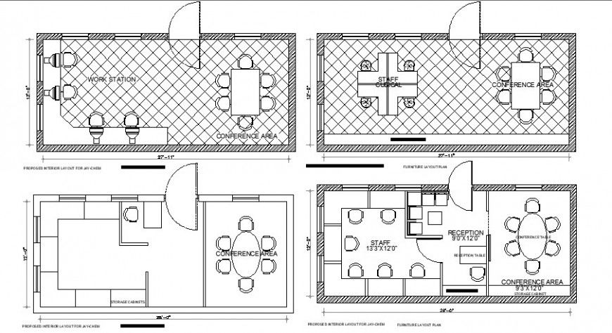 Propose interior and furniture layout plan details for office building dwg file