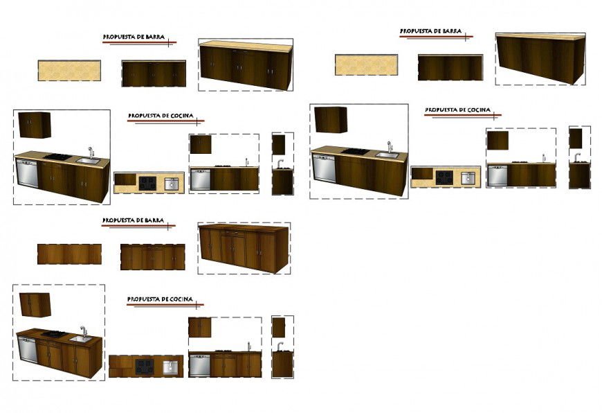 Propose kitchen furniture print cad drawing details dwg file