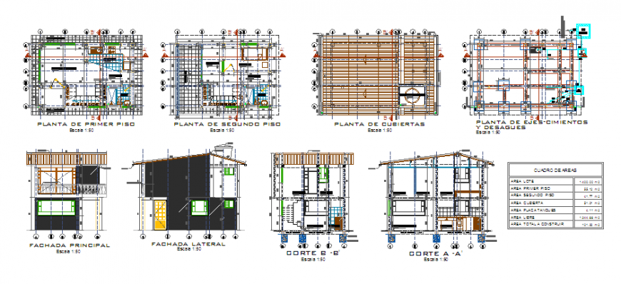 Proposed architectural layout of complete house model design drawing