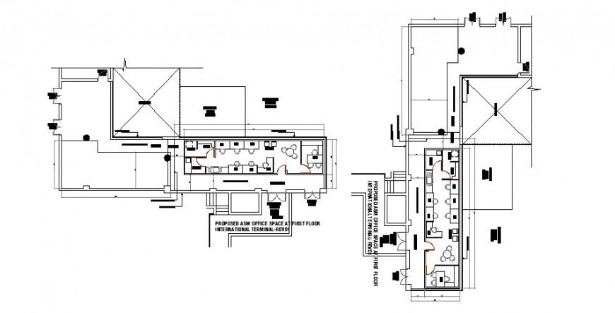 Proposed ASM office first floor distribution plan cad drawing details dwg file