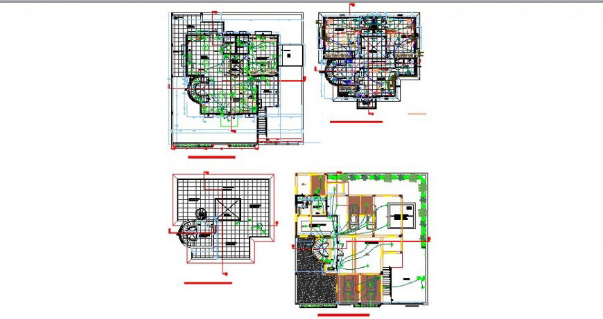 Proposed floor plan distribution details of two story bungalow dwg file