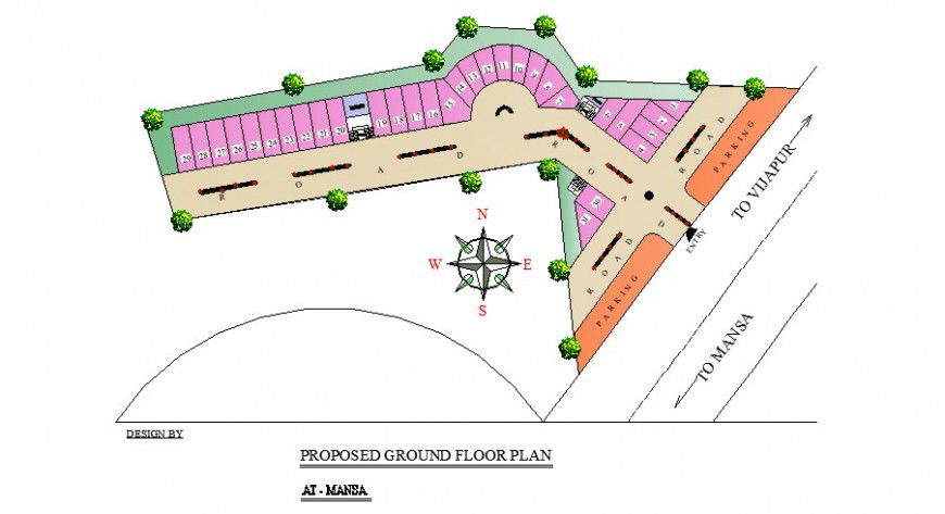 Proposed ground floor site plan details of residential plots drawing details dwg file