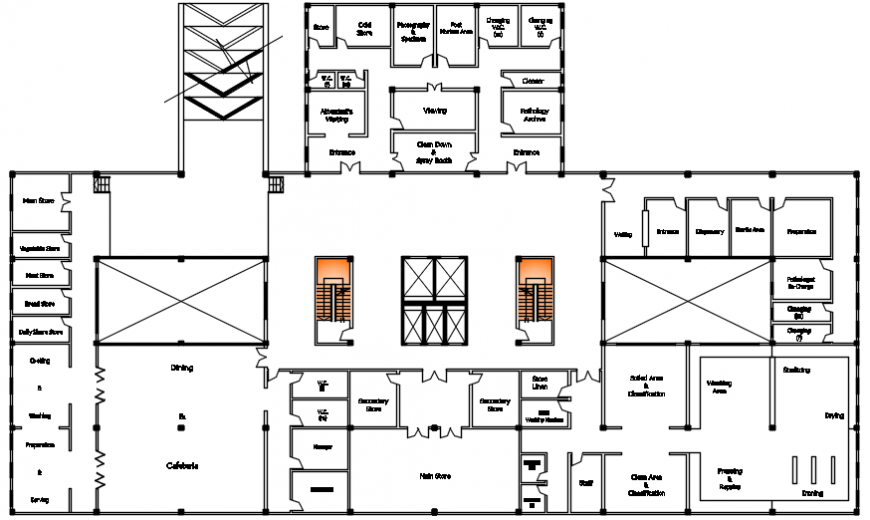 Proposed hospital building top view layout structure