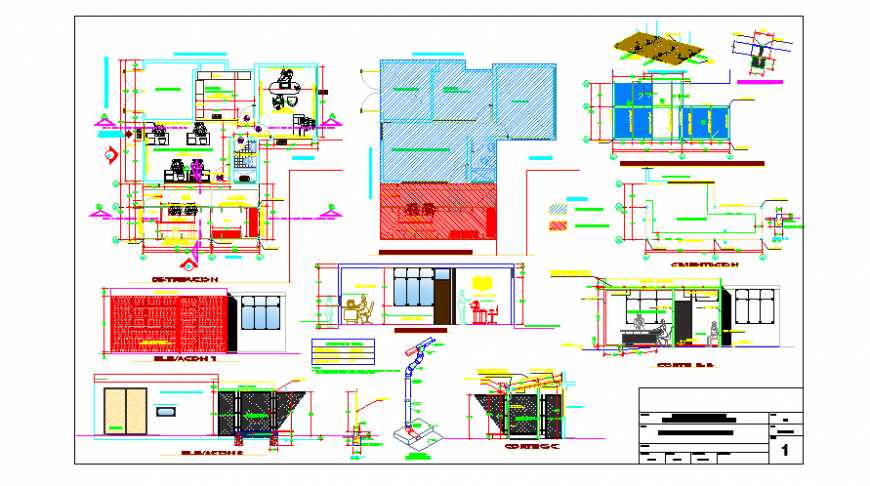 Proposed layout and detail of environment office management design drawing