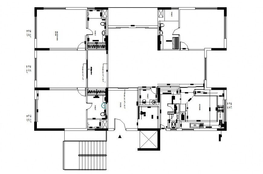 Proposed layout plan with furniture layout of residential house dwg file