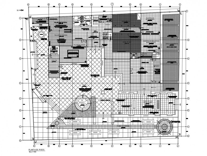 Proposed plan of super market building detail 2d view autocad file