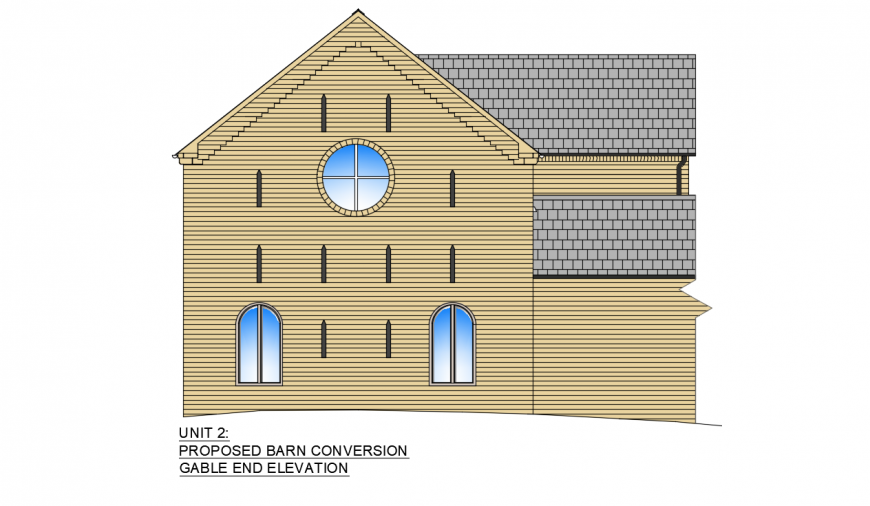 Proposed roof house back elevation 3d model drawing details dwg file