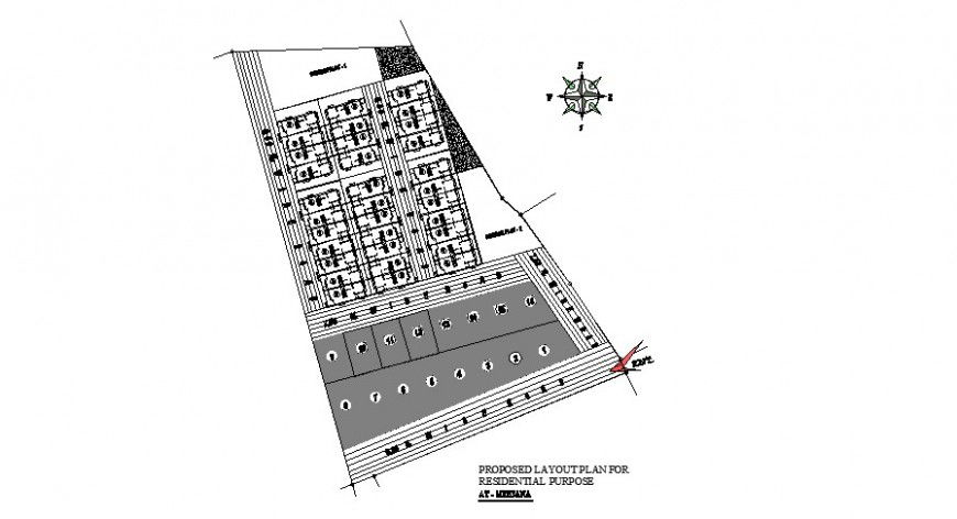 Proposed site layout plan details for residential purpose dwg file