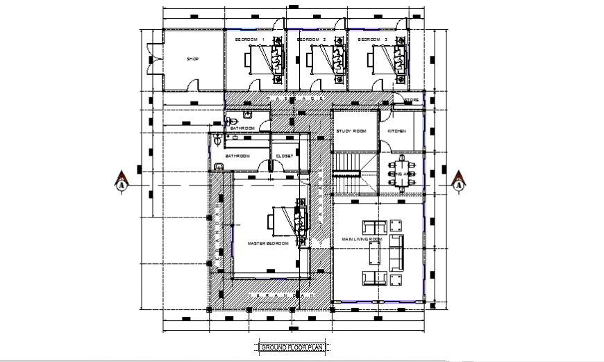 Proposed working layout plan design drawing of Bungalow design