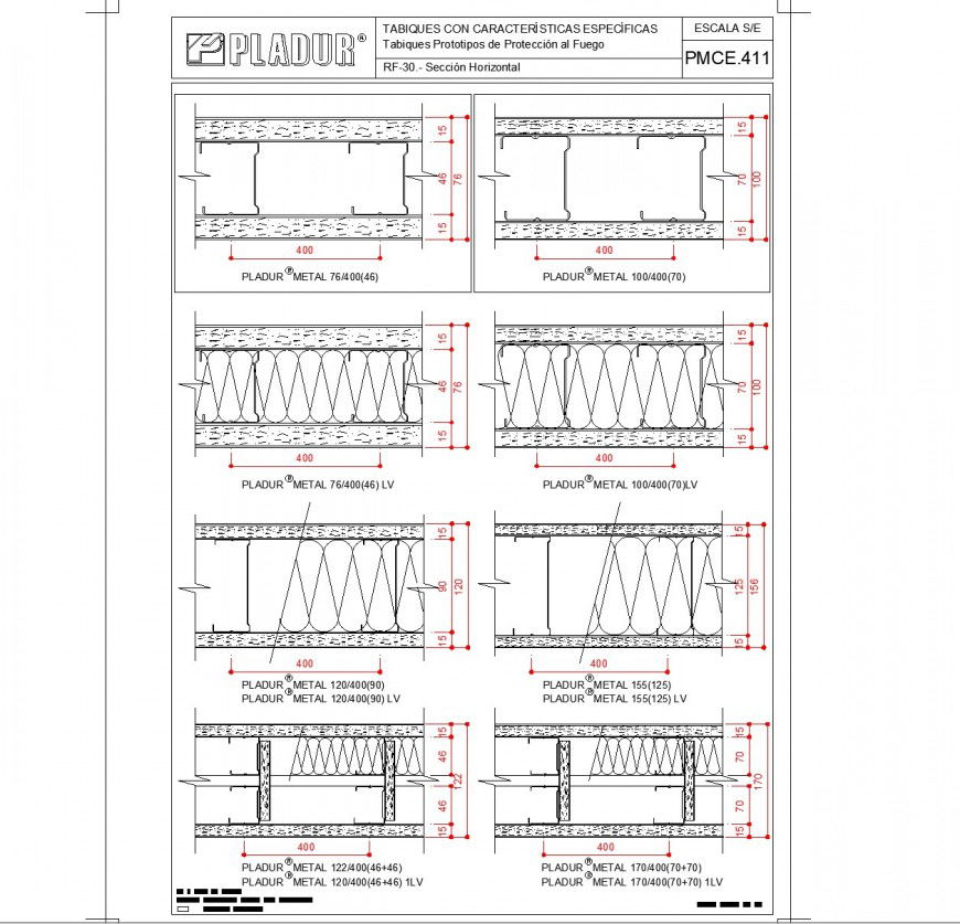 Proto type blocks fire protection section detail dwg file