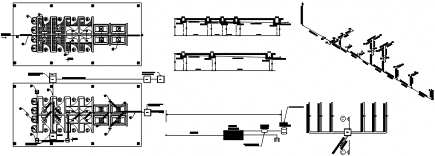 Public bathroom plan, hydraulic system and installation drawing details dwg file
