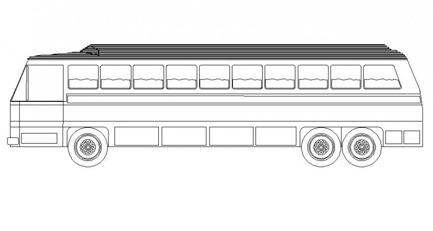 Public bus 2d view of transportation units autocad file